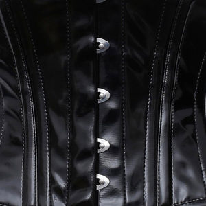 <b>Gothic</b> Genuine Leather Corset Waist Trainer with Zipper Closure High Street Style Unisex Black Solid - Product Image 3