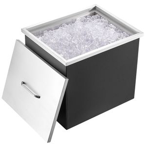 Contenitore refrigerante commerciale in acciaio inox per cucina, 21"L x 17"W x 18"H, 40 Qt, con coperchio, per esterni, per ghiaccio e bevande - Product Image 1