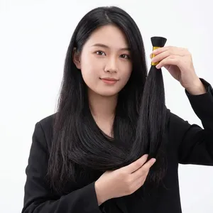 ผมต่อแบบเส้นตรงยาว ทำจากผมมนุษย์แท้ สีดำธรรมชาติ แบบ Double Drawn สไตล์ที่ 1 - Product Image 2