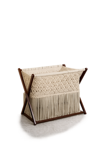 Boho macrame baby cradle with wooden stand handmade cotton rope bassinet <b>swing</b> crib nursery decor foldable frame - Product Image 3