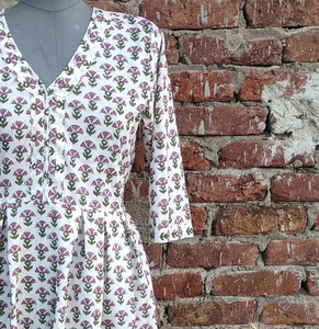 Vestido largo informal con estampado de bloques a mano, vestido Maxi bordado Floral de algodón indio, tela de algodón 100% Sostenible - Product Image 2