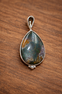 Pendentif en pierre de sang naturelle, argent sterling 925, plaqué or rose et or jaune, pendentif fait main, bijoux en pierre de sang, cadeau de Noël - Product Image 3
