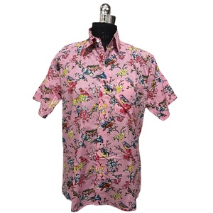 Rajasthani Textile Jaipuri Floral Print Men's Casual <b>Shirt</b> 100% Cotton <b>Half</b> Sleeve Cuban Mandarin Collar <b>Button</b> Woven Poplin - Product Image 1