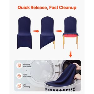 50 Pcs Navy Blue Polyester Spandex <b>Chair</b> <b>Covers</b> <b>Stretch</b> Flat-Front Slipcovers for Wedding Party <b>Dining</b> or Banquet <b>Chairs</b> - Product Image 5