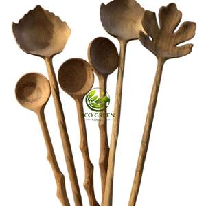 Cuchara de madera ecológica creativa con formas de hoja, flor, cola de pez y rama, cuchara de madera natural premium para café y té, para decoración del hogar. - Product Image 6