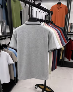 Men's Short Sleeve Solid Color Cotton Jersey for Shirt Breathable Casual Regular Fit Knitted Pique Design Customized Colors - Product Image 3