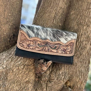 Nouvelle vente chaude cheveux élégants occidentaux sur pochette en cuir usiné femmes conçu sac à main en cuir véritable carte de crédit portefeuille pour les femmes - Product Image 3