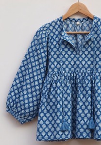 Boho Indigo Hand Block Print Women Cotton Top Handmade Ethnic <b>Tunic</b> Supplier - Product Image 5