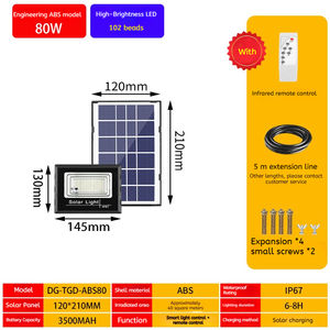 Reflector Solar LED de Alta Calidad para Jardín, 80W, IP67, Resistente al Agua, ABS, Certificado CE, 6000K, 2 Años de Garantía, Fácil Instalación - Product Image 6