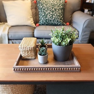 Handcrafted Wooden Serving <b>Tray</b> with Carved Border | Decorative Coffee Table <b>Tray</b> - Product Image 2