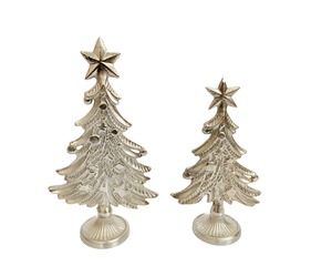 Porte-bougie en forme de sapin de Noël doré, décoration saisonnière, ornement de bureau pour la maison, les fêtes et les restaurants - Product Image 2