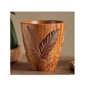Rustic Wooden Mug Handmade Natural Solid Wood Coffee <b>Cup</b> Eco Friendly Drinkware <b>for</b> Home Cafe Restaurant - Product Image 3