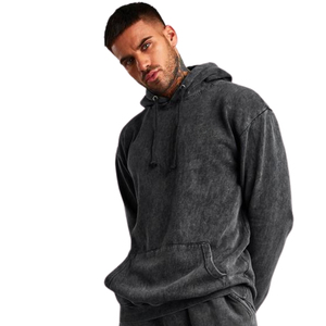 Sweat-shirt à capuche pour homme, coupe classique, gris foncé uni, 100% coton, molleton français, poche, coupe décontractée, vêtement d'automne, impression numérique - Product Image 4