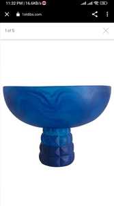 Bol de service brillant fait main avec base sur piédestal, bol vert sarcelle à motif tourbillonnant rose, centre de table moderne et luxueux - Product Image 5