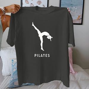 Pilates teaser pose silueta Camiseta de algodón puro Mujer ajuste cómodo - Product Image 4