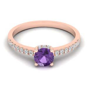 แหวนเงินแท้ 925 สีม่วงลาเวนเดอร์ประกายระยิบระยับ ประดับด้วยพลอยอเมทิสต์ธรรมชาติประจำเดือนกุมภาพันธ์ และเพชรโมอิสซาไนต์เกรด VVS พร้อมใบรับรอง GRA - Product Image 5