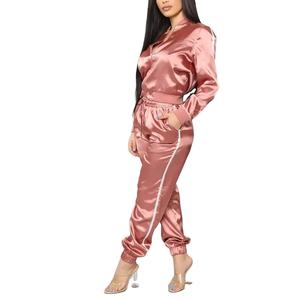 Conjunto Deportivo de Dos Piezas para Mujer, Chaqueta de Manga Larga Satinada con Cordón Ajustable, para Otoño - Product Image 5