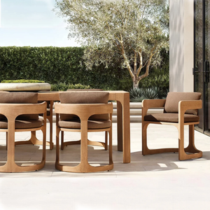 Chaise de salle à manger en teck massif, rembourrée, style moderne, pour la maison et les restaurants. - Product Image 6