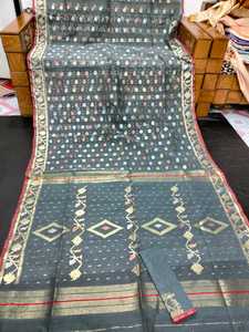 Oferta Especial: Sari Deshi Dhakai Jamdani de Calidad de Exportación para Mujer, Tela JAMDANI en Azul, Rojo, Verde, Dorado y Azul Cielo, de Bangladesh - Product Image 3