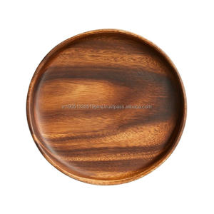 Placas de madera de acacia maciza pulida de alta calidad, el mejor embalaje para uso doméstico, patrón redondo grabado, vajilla de cargador al por mayor - Product Image 1
