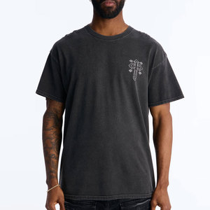 T-shirt en coton surdimensionné personnalisé pour homme, vintage, manches courtes, 220g, haute qualité, léger, respirant, coupe classique, style urbain - Product Image 1
