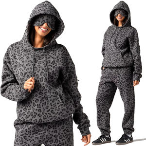 Pantalon de jogging large en molleton de coton de luxe, motif léopard, qualité OEM, coupe régulière, écologique, personnalisable - Product Image 3