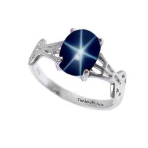 Natural Blue Star Sapphire <b>Ring</b>, 925 Sterling Silver <b>Engagement</b> <b>Ring</b>, Vintage Gemstone <b>Ring</b>, <b>Unique</b> 6 Ray Star <b>Ring</b> Promise Gift - Product Image 4