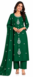 <b>Women</b>’s embroidered rayon <b>kurta</b> pant dupatta set elegant ethnic wear breathable fabric smooth texture festive traditional attire - Product Image 1