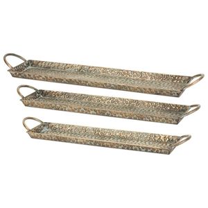 Plateau de service en bois rectangulaire, style bohème, incrustation dorée, gravé à la main, vaisselle et assiettes décoratives - Product Image 5