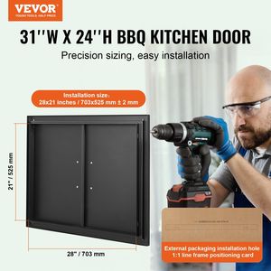 Porta di accesso verticale da esterno per cucina e barbecue, 31W x 24H pollici, con maniglie, design a incasso per piastra fredda, accessori - Product Image 2