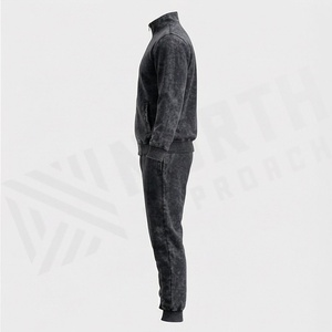 Survêtement de course athlétique décontracté pour homme avec fermeture éclair intégrale, pantalon de survêtement évasé personnalisé, imprimé uni, couleur personnalisable - Product Image 3