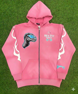 Sweat à capuche zippé Rexfit Sports OEM personnalisé, effet délavé et vieilli, en molleton épais, style streetwear, fermeture éclair intégrale - Product Image 1