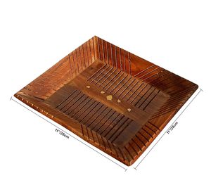 Oval Wooden Serving <b>Tray</b> with Golden Aluminum Handles Decorative Functional Serving Platter for Home <b>Kitchen</b> Dining - Product Image 3