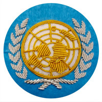 Patchs ronds en feutre non tissé, brodés à la main, bleu ciel et or, écologiques, à coudre, pour chapeaux, bérets, blazers et casquettes à visière - Vente en gros