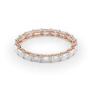 Anillo de Eternidad con Diamantes Cultivados en Laboratorio Aranique Emerald East West, Certificado por IGI - Product Image 4