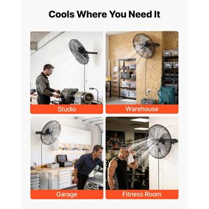 Ventilatore da Parete da 18 Pollici, 3 Velocità, Flusso d'Aria Prolungato, Angolo di Rotazione Regolabile, Controllo Meccanico, Spina AU/US, Installazione a Scatola - Product Image 6