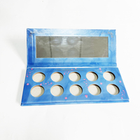 Boîte rigide de luxe bleue pour palette de maquillage vide, organisateur de fards à paupières avec fenêtre, gaufrage et pelliculage mat