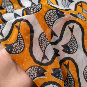 Nautical Fish Print Cotton Fabric 58/60 Inch Woven Medium Weight Home Textile Scarf Shawl for Women - Product Image 3