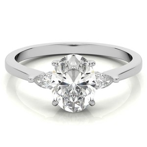 <b>Oval</b> Cut <b>Moissanite</b> Geometric <b>Engagement</b> Wedding <b>Ring</b> White Gold Plated Prong Setting Luxury Classic Women's Jewelry - Product Image 1