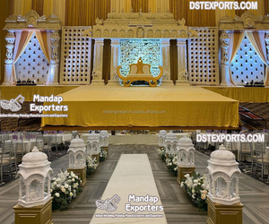 เวทีกระจกสุดอลังการสำหรับงานแต่งงานแบบอินเดีย ดีไซน์ใหม่ล่าสุด งานแต่งงานแบบมันดาปกระจก ดีไซน์ใหม่ล่าสุดสำหรับงานแต่งงานกลางคืน - Product Image 4