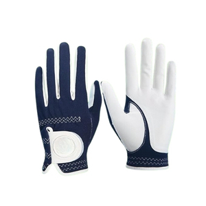 Guantes de golf unisex de PU azul marino y blanco, modelo deportivo antideslizante sin cordones - Product Image 1