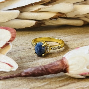 Latest Design Lapis Lazuli <b>Ring</b> Boho Brass <b>Rings</b> Women 18k Gold Plated <b>Dainty</b> Solitaire Band Minimalist Jewelry Wholesale/OEM/OD - Product Image 4