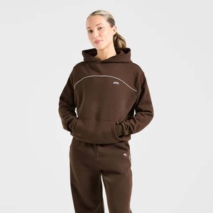 Sweat-shirt à capuche zippé en tricot pour femme avec imprimé lettres sur le devant, coupe classique, pour l'automne - Product Image 5