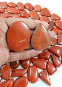 Lote al por mayor de cabujones de jaspe rojo natural, gemas sueltas de cristal para manualidades DIY, formas mixtas de cojín elegantes, colgantes de base plana - Product Image 3
