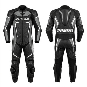 Traje de Motociclismo SpeedFreak Unisex de Cuero Completo, 220g, Impresión por Transferencia de Calor, Fusión sin Costuras, de Una Pieza, Transpirable, Rojo y Blanco - Product Image 1
