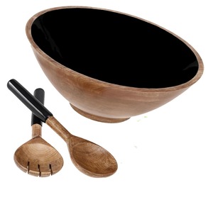 Juego de Tazones para Ensalada de Madera de Mango Natural Quemada de 12 Pulgadas con Cuchara, Tazón para Servir, Vajilla Personalizada para Cocina y Comedor, para Frutas, Bocadillos o Postres - Product Image 6