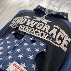 เสื้อฮู้ดโอเวอร์ไซส์ผู้ชาย Snowgrace ผ้าเฟรนช์เทอร์รี่ พิมพ์ลายโลโก้ด้านหน้า สไตล์สตรีทแวร์ เสื้อกันหนาว - Product Image 6