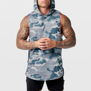 Débardeur à capuche pour homme, séchage rapide, respirant, tricoté, sportif, pour fitness et gym, vêtement de sport - Product Image 1