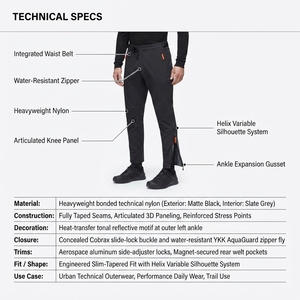 Pantalon Techwear Homme en Nylon Enduit Lourd Coupe Slim Fuselée Imperméable Silhouette Variable Personnalisable OEM - Product Image 5
