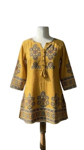 Nouvelle Tendance : Haut Traditionnel Indien Élégant pour Femme, Longueur Standard, en Coton avec Broderie Fine, Anti-humidité et Séchage Rapide, Protection Solaire - Product Image 1